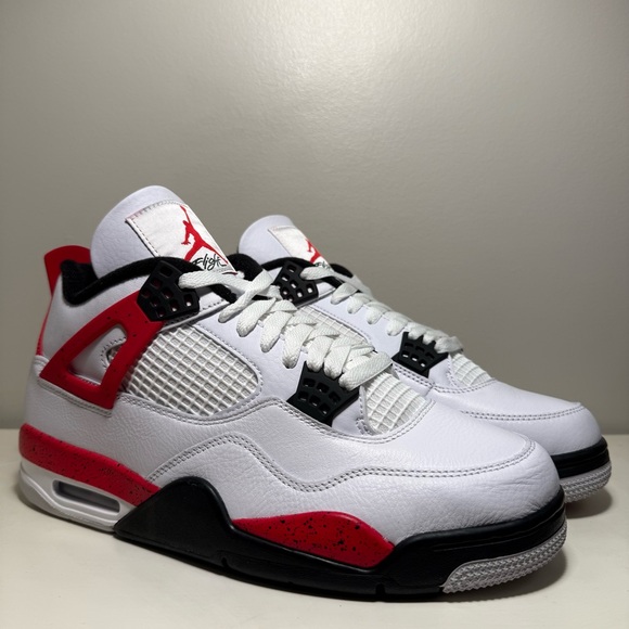 Nike Jordan 4 Retro Mid Red Cement Men’s Size 10 Basketball White Black Sneaker